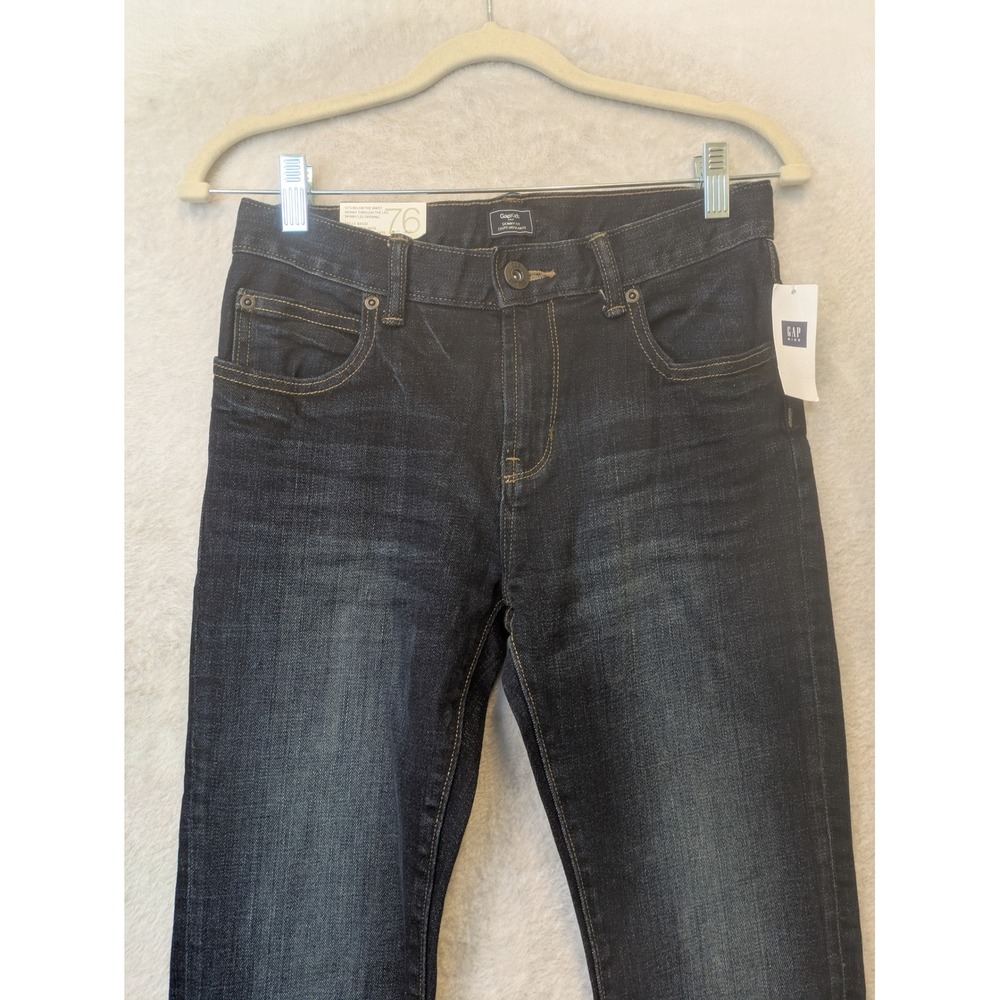 NEW Gap Kids Skinny Fit Jeans Boy's 14 Dark Indigo Wash Sits Below Waist - Picture 4 of 10